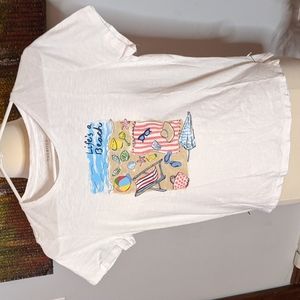 Talbots Small White T-shirt with Beach Logo